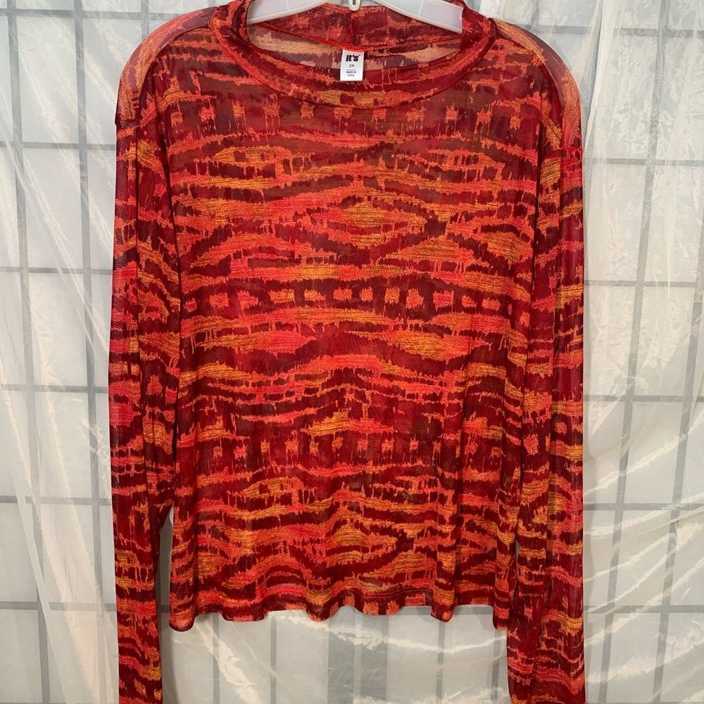 It’s Fashion Plus Sheer Orange/Red Top